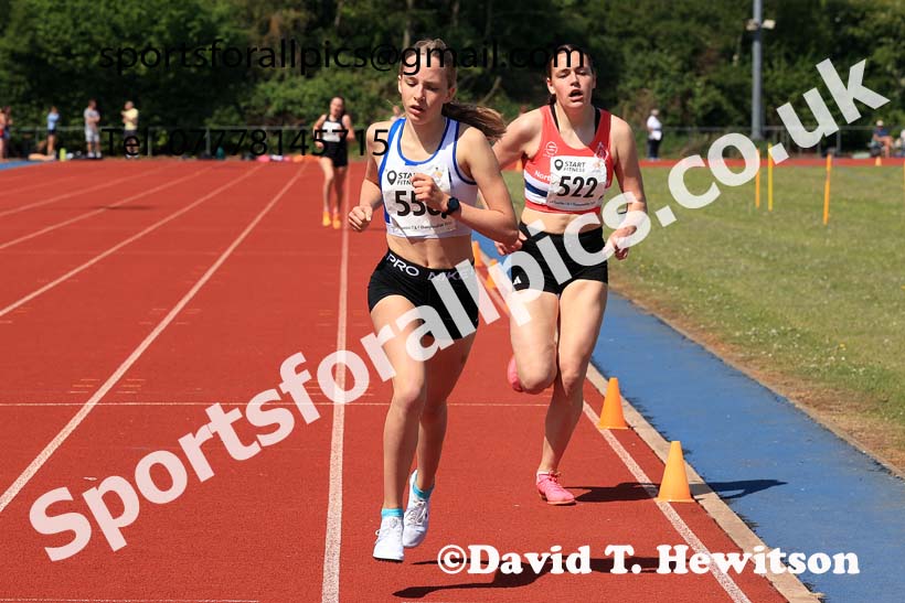 GGirls under-15s 1500 metres, 2025 North Eastern Track and Field Champs., Shildon, County Durham. Photo: David T. Hewitson/Sports for All Pics